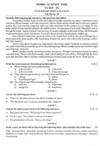 MODEL ACTIVITY TASK CLASS-IX ENGLISH January