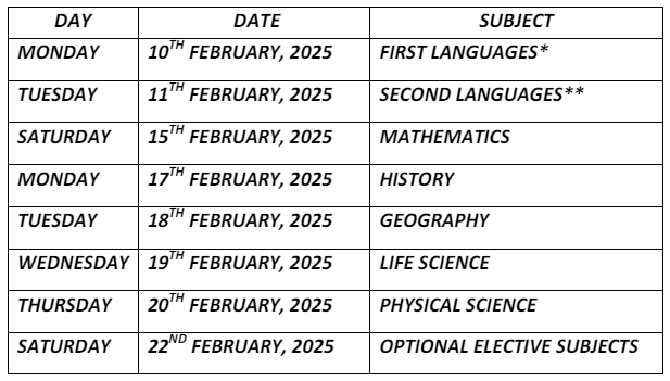 মাধ্যমিক পরীক্ষার রুটিন 2025 ছবি