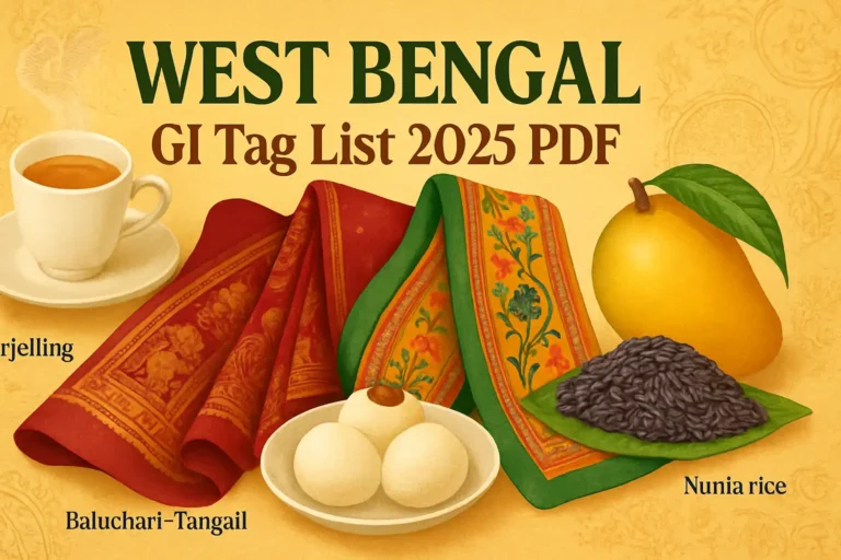 পশ্চিমবঙ্গের জিআই ট্যাগ প্রাপ্ত পণ্য তালিকা 2025 PDF