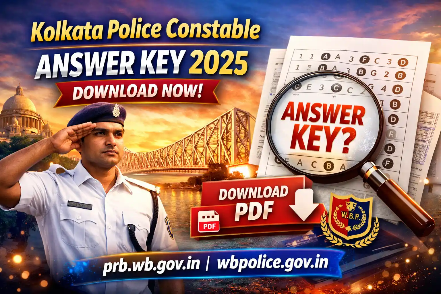 Kolkata Police Constable Answer Key 2025: Download PDF & Date at prb.wb.gov.in