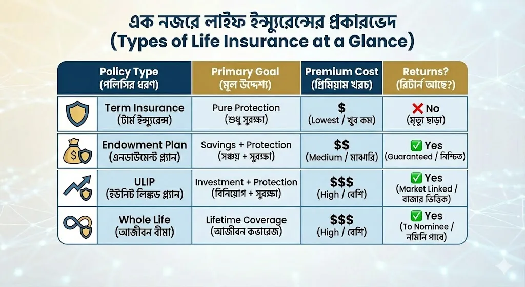 Types of Life Insurance (লাইফ ইন্স্যুরেন্সের ধরণ) Types of Life Insurance (লাইফ ইন্স্যুরেন্সের ধরণ)