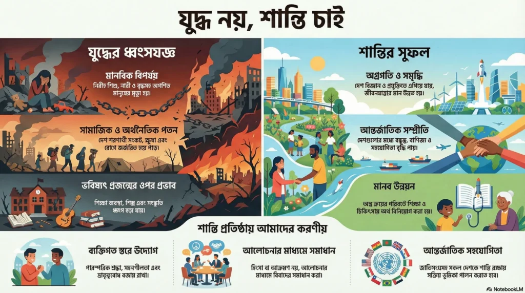 যুদ্ধ নয় শান্তি চাই রচনা 