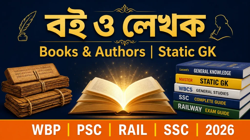 বিখ্যাত বই ও লেখক | Books and Authors GK MCQ Bengali PDF | WBP PSC Rail SSC 2026