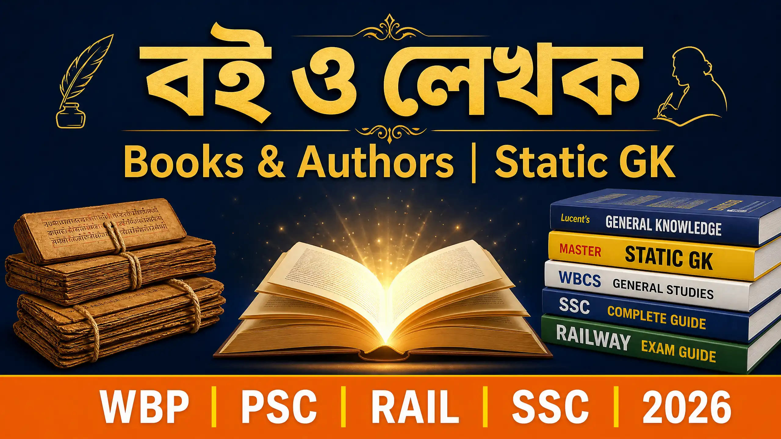 বিখ্যাত বই ও লেখক | Books and Authors GK MCQ Bengali PDF | WBP PSC Rail SSC 2026
