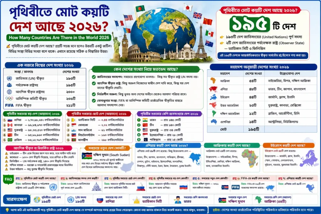 পৃথিবীতে মোট কয়টি দেশ আছে ২০২৬ | How Many Countries Are There in the World 2026