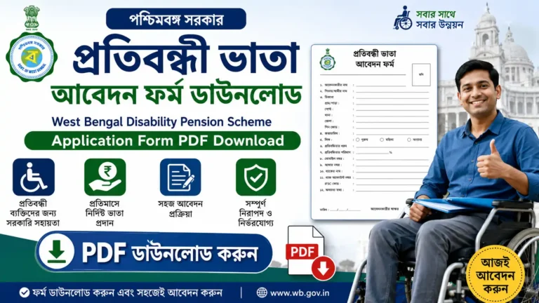 প্রতিবন্ধী ভাতা আবেদন ফর্ম ডাউনলোড | West Bengal Disability Pension Scheme Application Form PDF Download