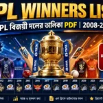 আইপিএল বিজয়ী দলের তালিকা PDF |IPL Winners List from 2008 to 2026 আইপিএল বিজয়ী দলের তালিকা PDF |IPL Winners Listfrom 2008 to 2026