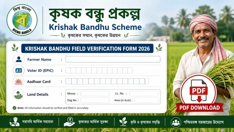 কৃষক বন্ধু ফর্ম PDF ডাউনলোড | Krishak Bandhu Field Verification Form 2026
