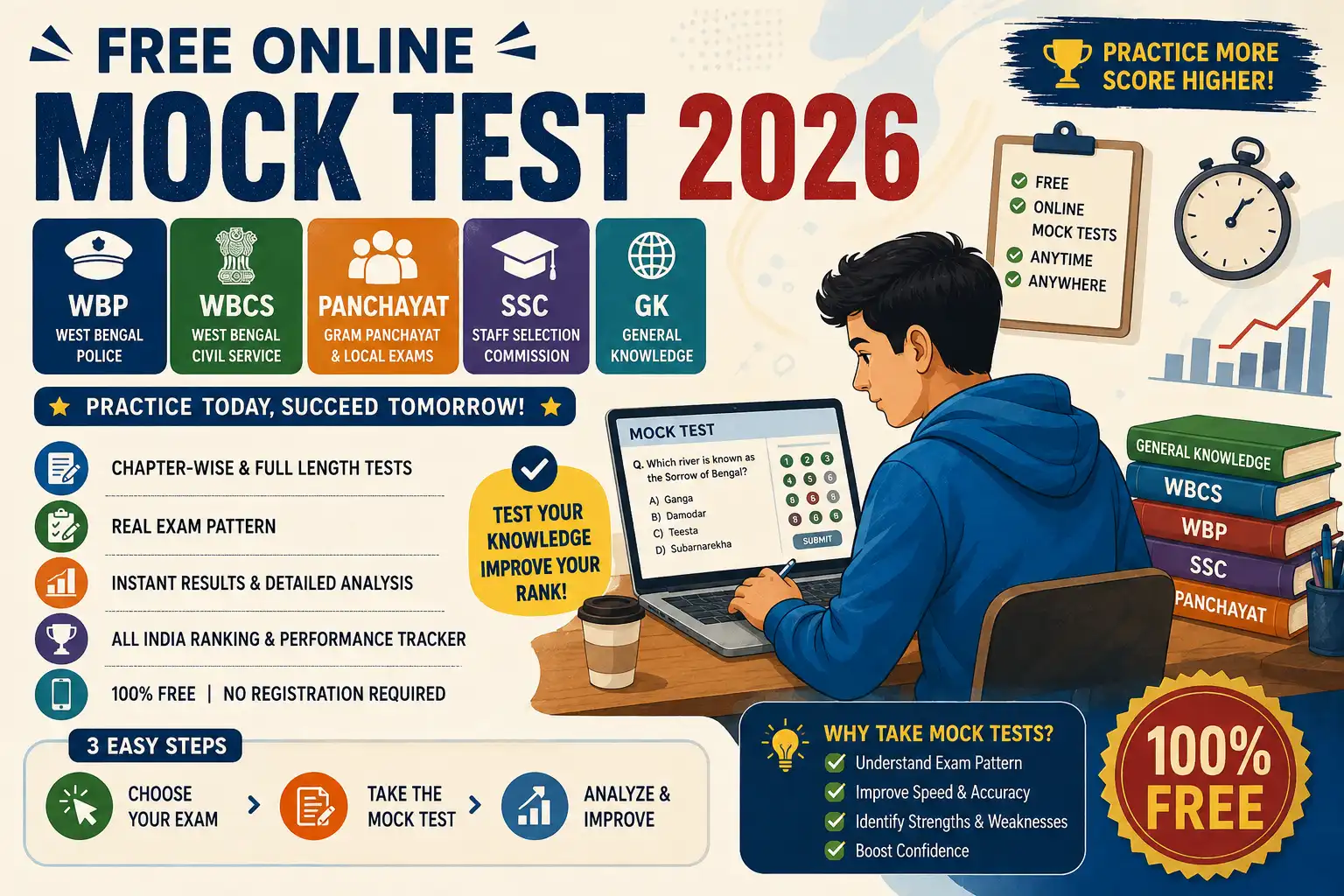 Free Online Mock Test 2026: GK, WBP, WBCS, Panchayat & SSC