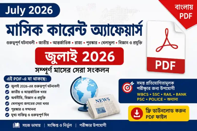July 2026 Monthly Current Affairs in Bengali PDF