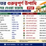 ভারতের গুরুত্বপূর্ণ উপাধি ও যাঁদের দেওয়া হয়েছে PDF | Important Titles & Personalities of India PDF in Bengali (WBP, KP, গ্রাম পঞ্চায়েত, WBPSC) ভারতের গুরুত্বপূর্ণ উপাধি ও যাঁদের দেওয়া হয়েছে PDF | Important Titles & Personalities of India PDF in Bengali