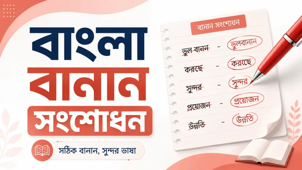 বাংলা বানান সংশোধন ১০০ উদাহরণ (ভুল ও শুদ্ধ বানান) PDF Download