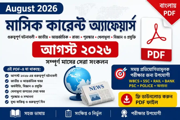 August 2026 মাসিক কারেন্ট অ্যাফেয়ার্স PDF Download Free